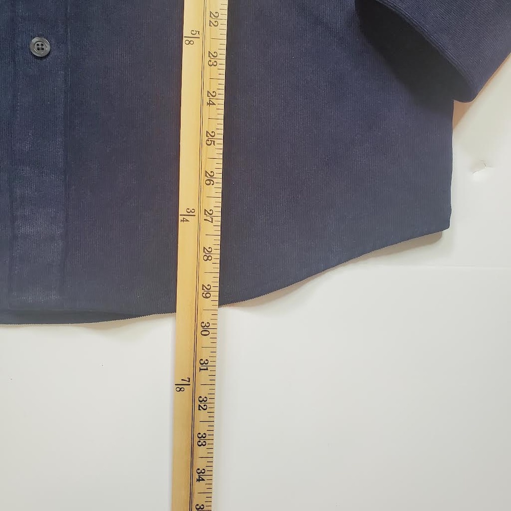 Tasso Elba Corduroy Navy Blue Button Down Medium Shirt - Picture 6 of 8